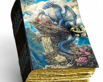 Dragon Leather Journal: Handmade Book of Shadows with Key Lock