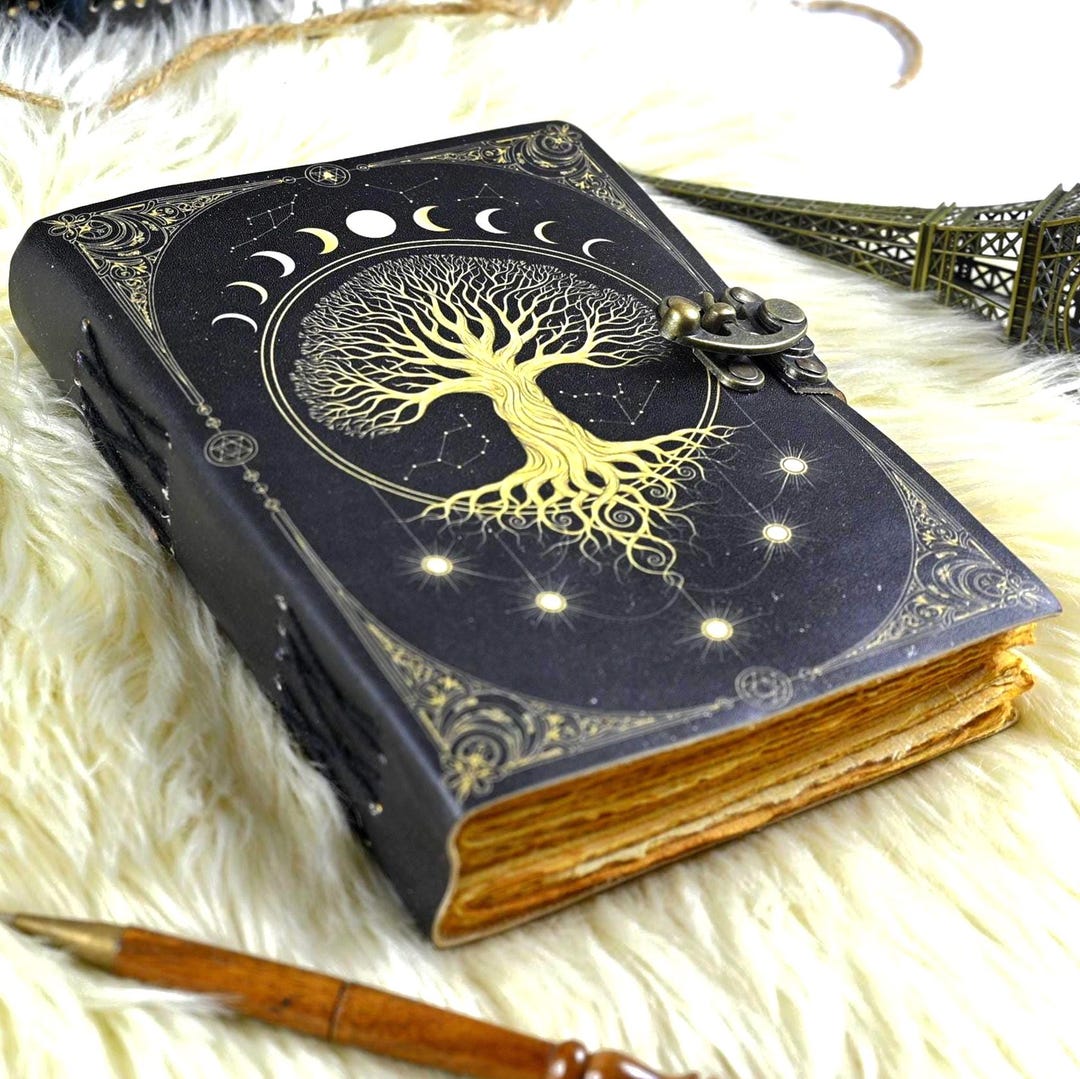 Tree of Life Leather Grimoire Journal: 400 Page Book of Shadows - Etsy
