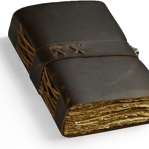 Diario in pelle vintage - Libro delle ombre con incantesimi vuoti, taccuino da viaggio, chiusura con lucchetto in carta anticata (diario in morbida pelle)