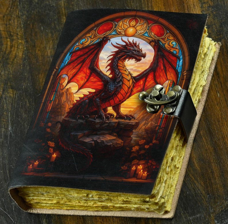 Dragon Leather Journal: Handmade Book of Shadows With Key Lock - Etsy