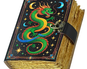 Dragon Leather Journal: Handmade Book of Shadows with Key Lock