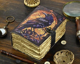 The Raven Leather Journal: Gothic Grimoire, Handmade Book of Shadows