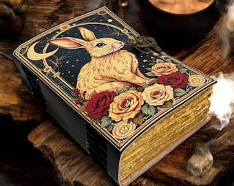 Bunny Rabbit Leather Grimoire Journal: Deckle Edge Paper, Book of Shadows