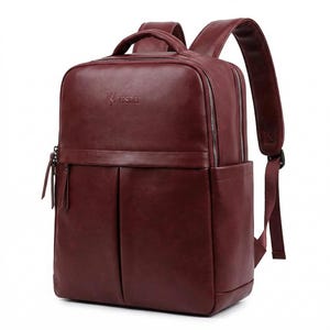 Minimalist Vegan Leather Backpack, 15.6 Inch Laptop Work Bag, Unisex Travel Business Bag