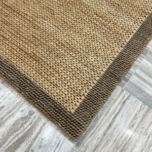 Handwoven Jute Rug: Natural Fiber Area Rug with Solid Border