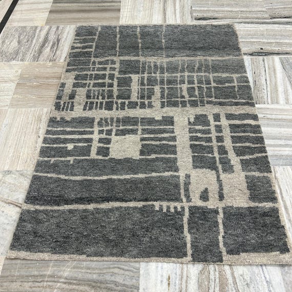 ウール80% 幾何学模様ラグ lushroom 【140×200cm】 ラグ 天然 ウール 無染色 幾何学模様