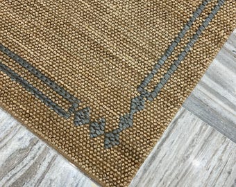 Handwoven Jute Area Rug: Natural Farmhouse Eco-Friendly Carpet