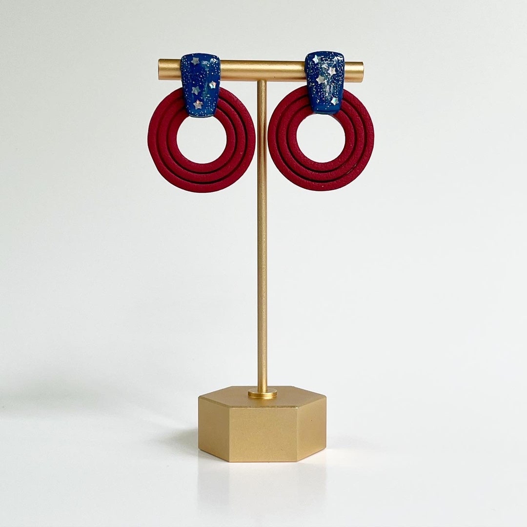 Red, Silver and Blue Patriotic Earrings main image 0