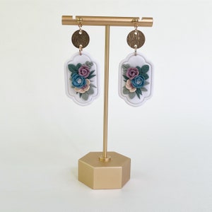 Hand sculpted Floral Earrings - Lightweight Polymer Clay - Hypoallergenic