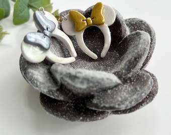 Mouse Headband Earrings - Summer Park Vacation - handmade and lightweight polymer clay earrings