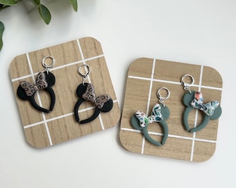 Minnie Mouse Headband Dangle Earrings - handmade and lightweight polymer clay earrings
