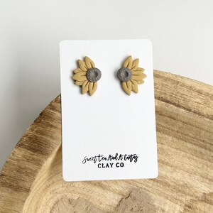 Sunflower Stud Earrings - handmade and lightweight polymer clay earrings