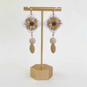 Sunflower Dangle Earrings - handmade polymer clay earrings - hypoallergenic