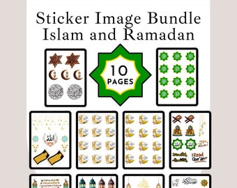 Adesivi per il Ramadan: arte islamica, Corano, Eid Mubarak (PDF + PNG da 10 pagine)