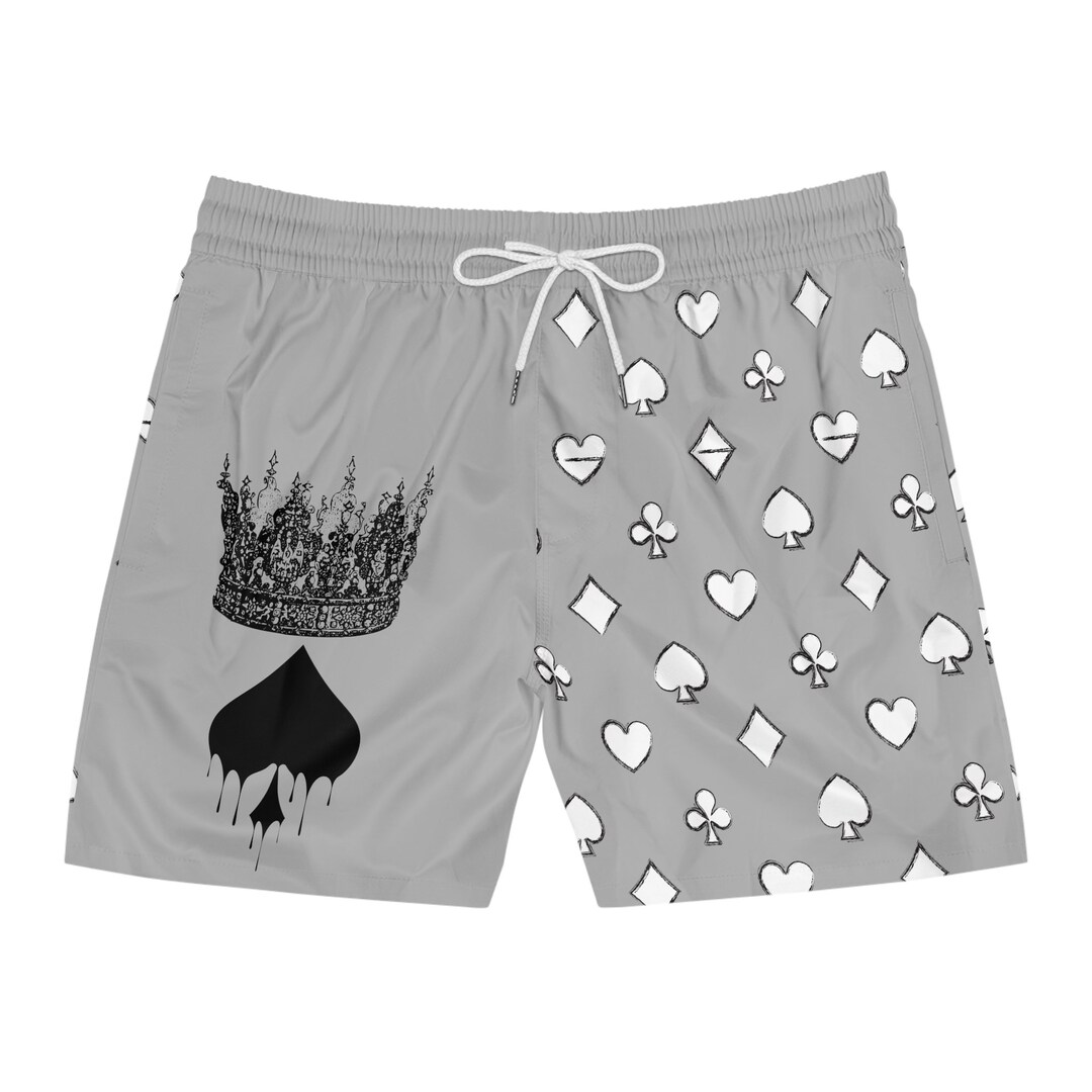 King of Spade Black and Grey Swimming Trunksthe Trendy Swimmer Etsy