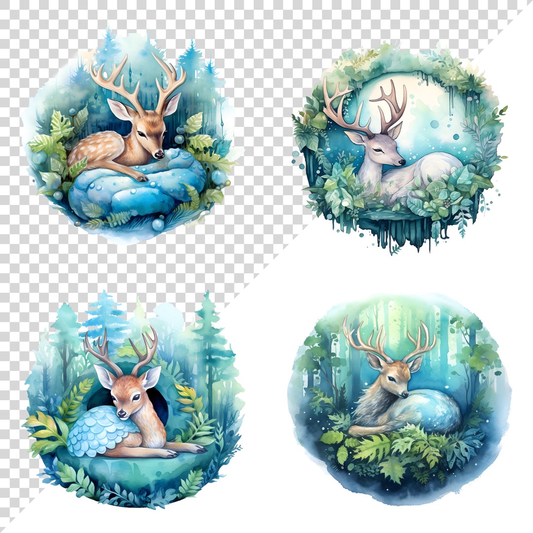 Deer in Forest Clipart, Digital Download - Etsy