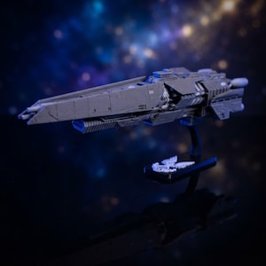 Sci Fi Destroyer Model, Multicolor 3D Printed Spaceship, Display Stand, Gift