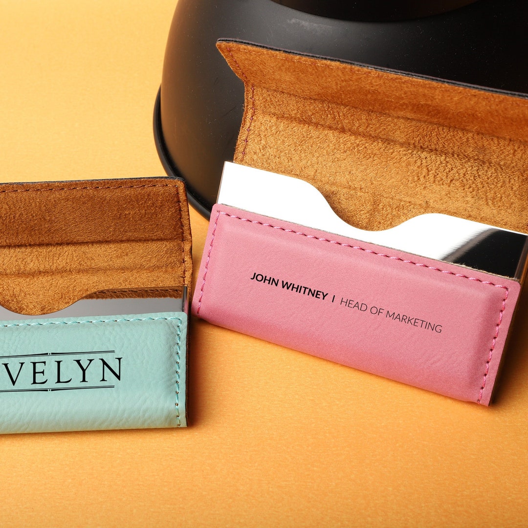 Business Card Holder Personalized Leather Business Card Case Etsy