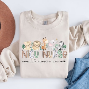 Nicu Nurse Sweatshirt NICU Nurse Shirt, Nicu Nurse Crewneck NICU Nurse Animals Sweater, Neonatal Nurse Shirt Neonatal Intensive Care Unit