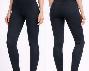 Women’s High Waisted Black Polyamide Leggings | Tummy Control Gym Yoga Activewear