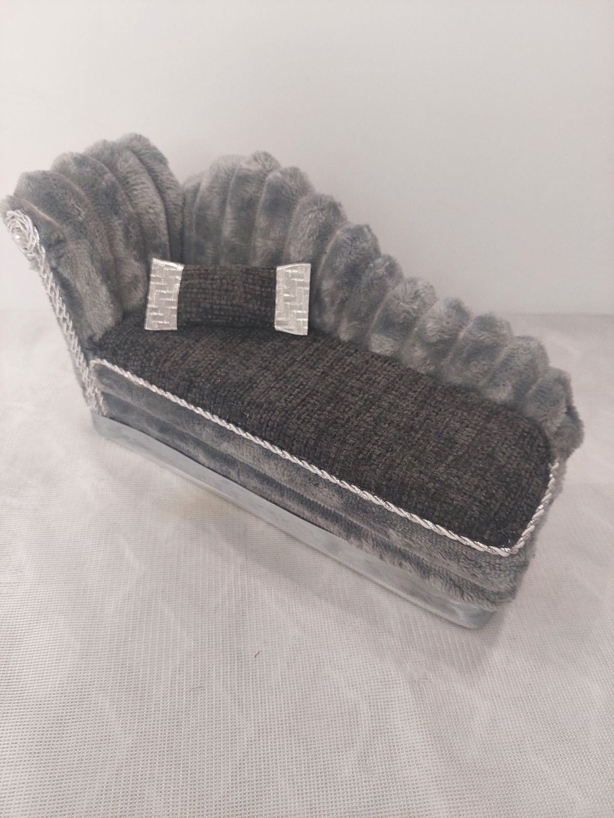 Miniature Chaise Longue Grey With Silver Etsy