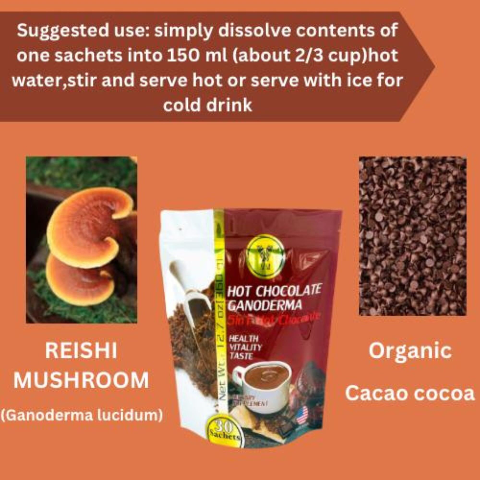 VM Hot Chocolate Ganodermareishi With Cacao Cocoa Mix.mushroom Natural