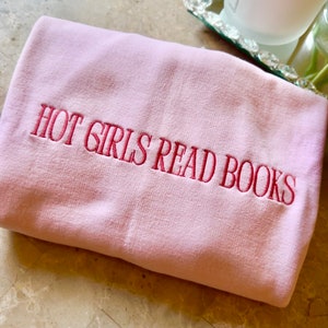 Embroidered Bookish Sweatshirt Book Merch Happy Place Bookmark Bookish Gifts Reading Sweatshirt Hot Girls Read Books