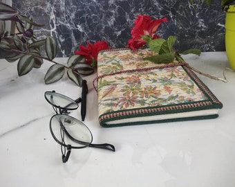 Fresh Fabric Tree Free Hand Made Journals Fabric Covered Block Printed 8" x 6" Handmade Portable Notepad Floral Notebook Gift for her