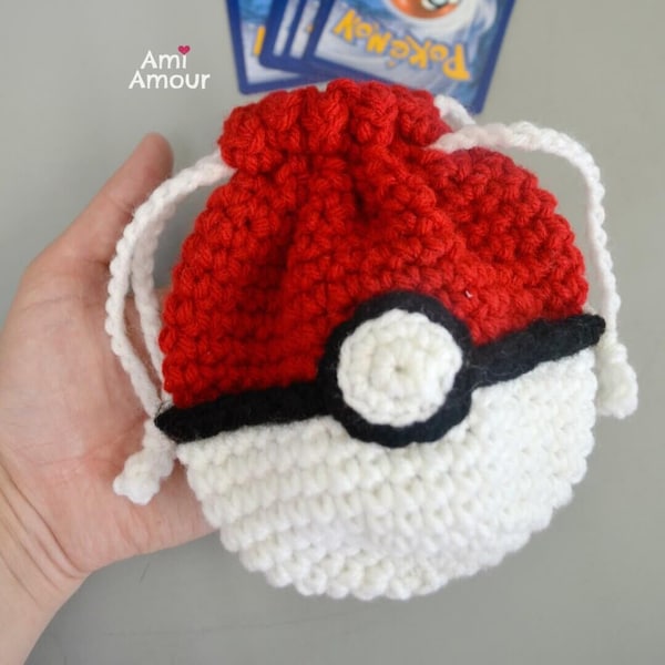 Pokemon Crochet Pattern Pdf, Crochet Pokeball Bag, Pokéball Pouch Pattern