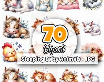 Animals Png Bundle, Dinosaur Clipart, Sleeping Baby Animals Clip art, Nursery Wall Art, Baby Room Decor Prints, Elephant, Lion, Giraffe, Cat