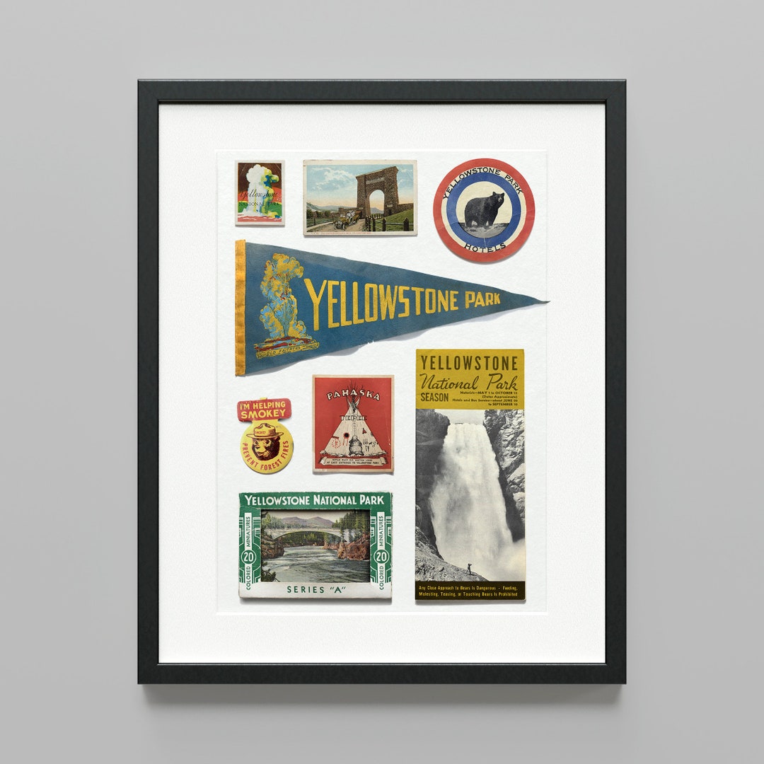 Yellowstone National Park Memorabilia Collage Giclee Fine Art Home Decor Print Poster Etsy