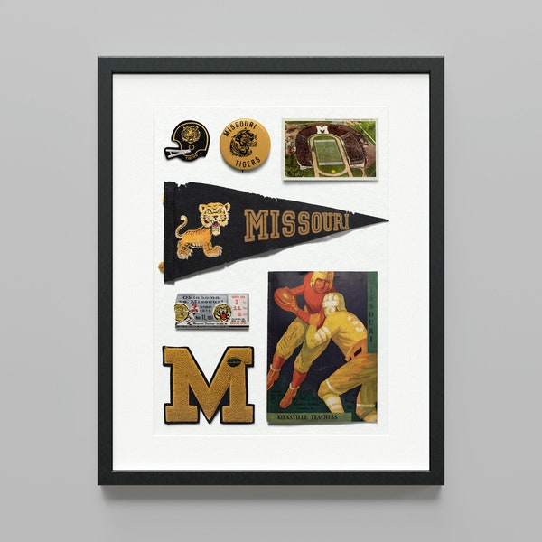 Vintage Missouri Tiger Memorabilia Collage Giclee Fine Art Home Decor Print Poster