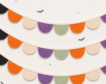 Halloween Black Felt Scallop Garland, Modern Bunting, Fall Mantel Decor