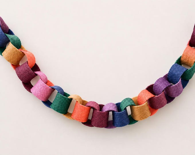 Vintage Rainbow Felt Chain Garland, 2–18 Ft, Rainbow Birthday Backdrop and Nursery Decor
