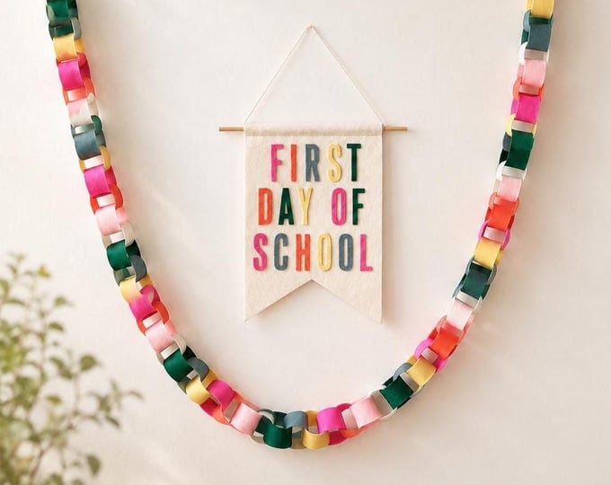 First Day of School Felt Gonfalon Flag & Garland Set, Photo Prop