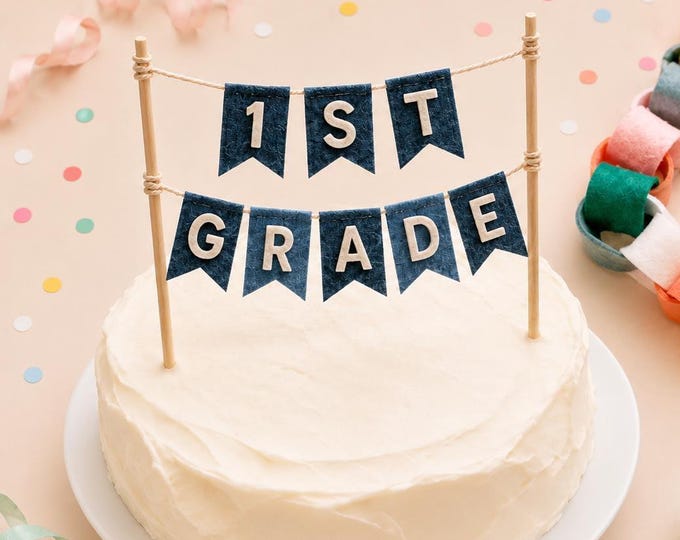 Personalized Felt Cake Topper, Back to School Banner, First Day Decor