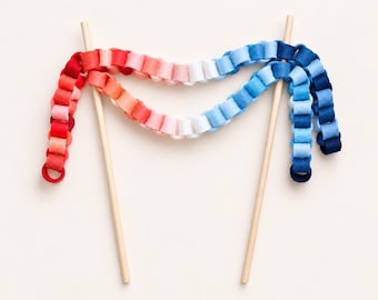 Patriotic Cake Topper – Red White Blue Fourth of July Decor