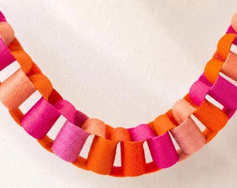 Oversized Felt Chain Garland, Pink Orange Birthday Party Decor, Bachelorette Backdrop, Nursery Banner