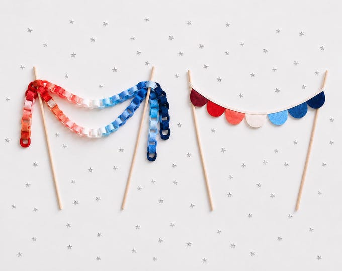 Patriotic Cake Topper – Red White Blue Fourth of July Decor