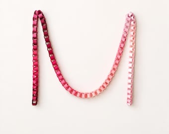 Rosewater Felt Chain Garland, Pink Ombre Garland, Birthday + Baby Shower Decor, Nursery Wall Hanging