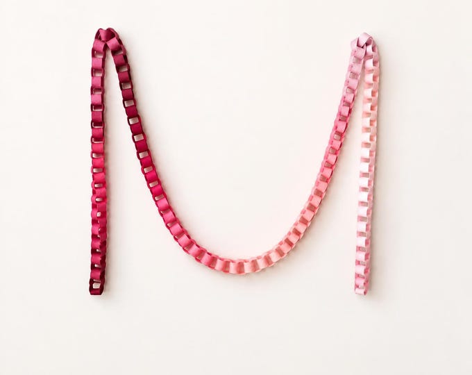 Rosewater Felt Chain Garland, Pink Ombre Garland, Birthday + Baby Shower Decor, Nursery Wall Hanging