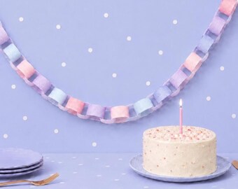 Pastel Felt Chain Garland, Rainbow Birthday Party Decor, Unicorn Backdrop, Custom Color Bunting