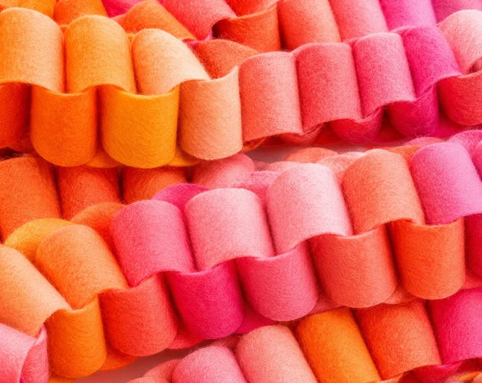 Oversized Felt Chain Garland, Pink Orange Birthday Party Decor, Bachelorette Backdrop, Nursery Banner