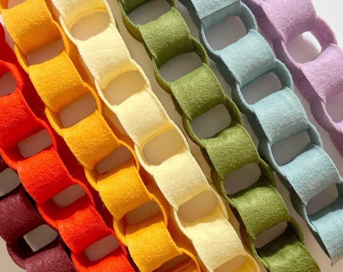 Solid Color Felt Chain Garland, Choose Your Color, Wool Birthday & Nursery Decor