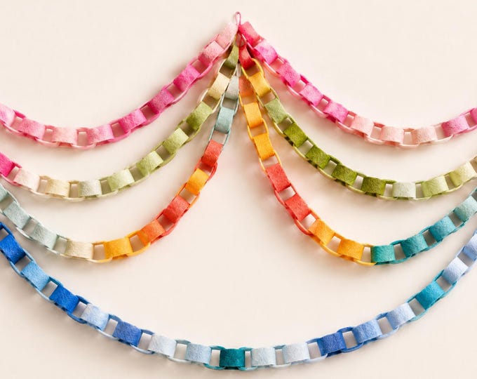 Custom Felt Chain Garland, Classroom Ceiling Decor, Wedding Event Backdrop, Large Installation Set