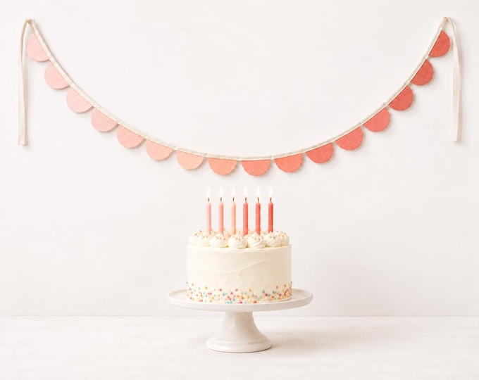 Pastel Felt Scallop Garland, Baby Shower Bunting and Gender Neutral Nursery Decor