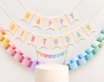 Pastel Rainbow Ombré Garland Set, Modern Birthday Party, Baby Shower Nursery Decor