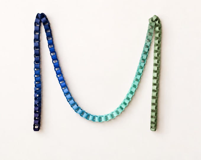 Ocean Felt Name Banner + Chain Garland, Personalized Blue Green Birthday Decor, First Birthday Set