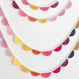 Rosewater Ombre Scallop Garland – Wool Felt Bunting, Pink Gradient Banner, Nursery & Party Decor