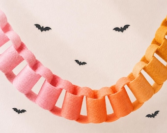 Juicy Halloween Felt Garland, Pink Orange Ombré, Modern Candy Party Decor